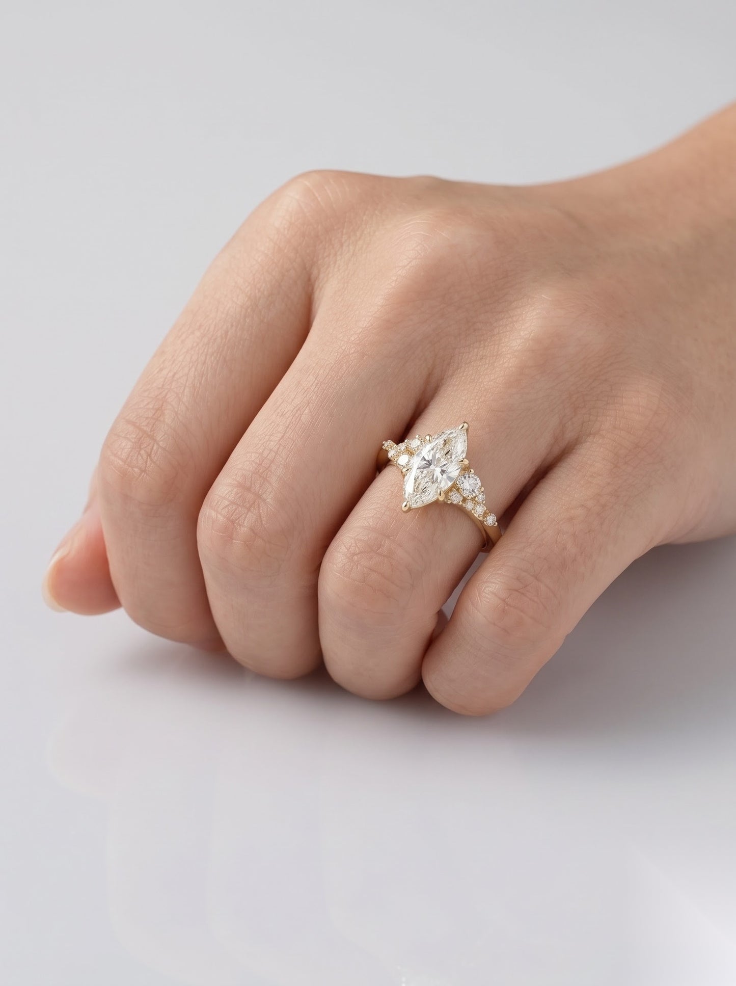 1 CT Marquise Pave Moissanite Engagement Ring