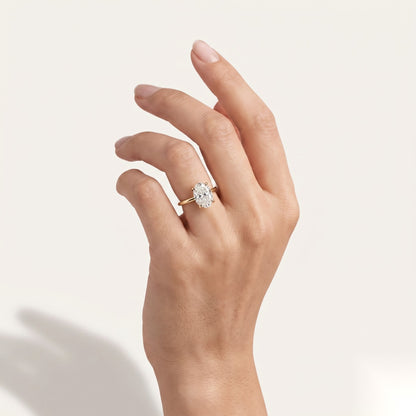 1.5 CT Oval Hidden Halo Moissanite Engagement Ring
