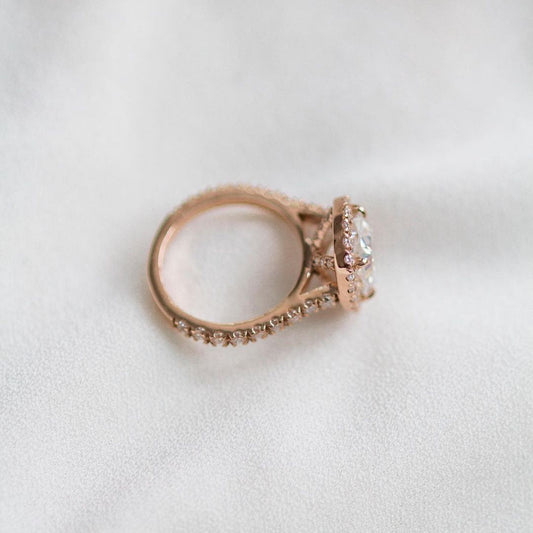 2.3 CT Cushion Halo & Pave Moissanite Engagement Ring
