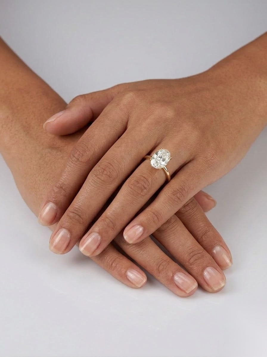 1.5 CT Oval Solitaire Moissanite Engagement Ring