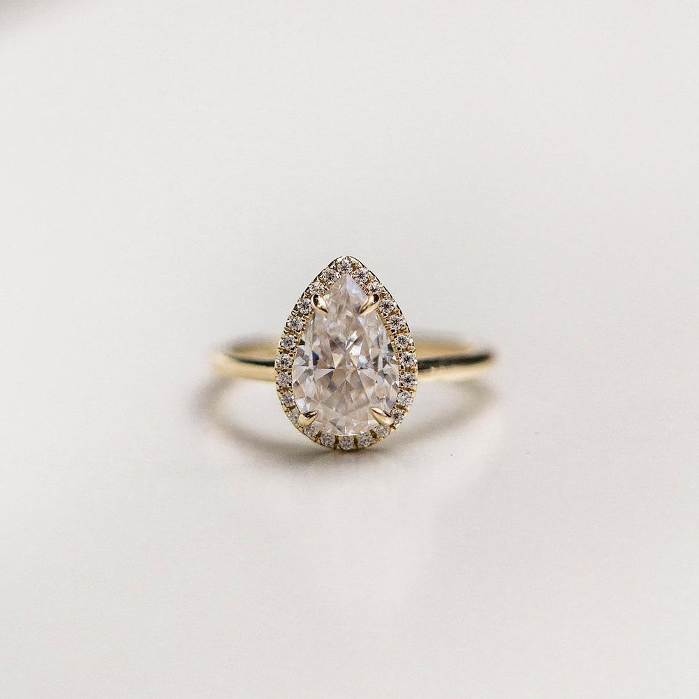 2.35 CT Pear Halo Moissanite Engagement Ring