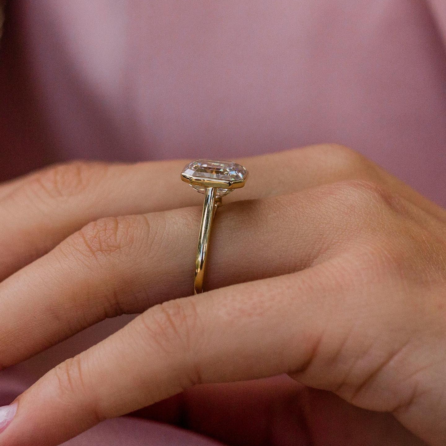 4 CT Asscher Solitaire Moissanite Engagement Ring