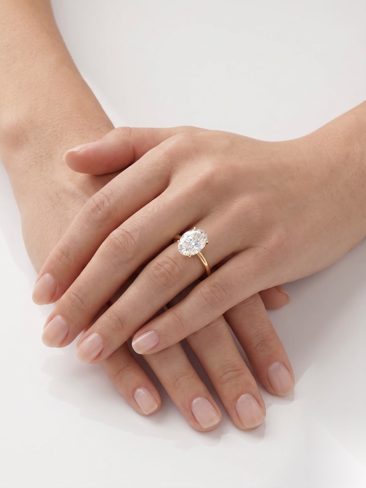 3 CT Oval Hidden Halo & Dainty Pave Moissanite Engagement Ring