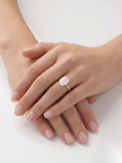 3 CT Oval Hidden Halo & Dainty Pave Moissanite Engagement Ring