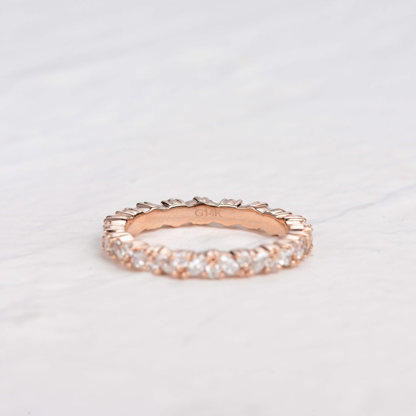0.4 TCW Marquise & Round Cluster Moissanite Wedding Band