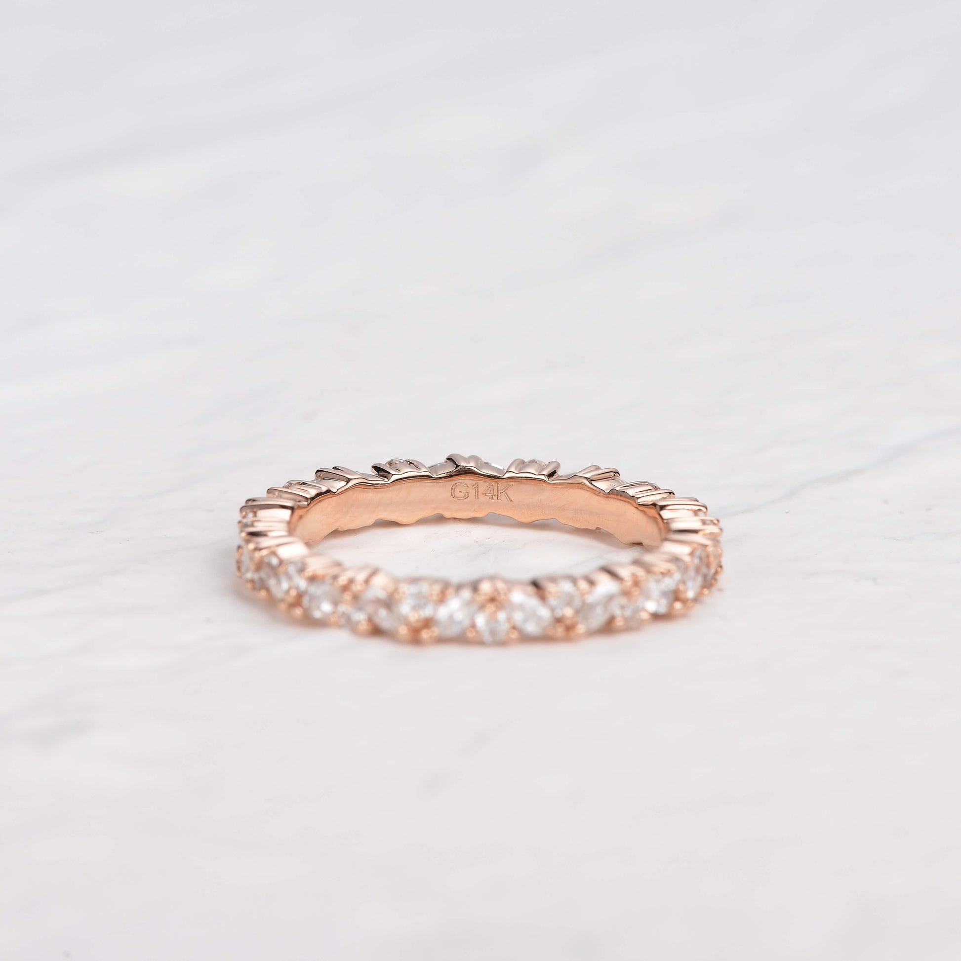 0.4 TCW Marquise & Round Cluster Moissanite Wedding Band