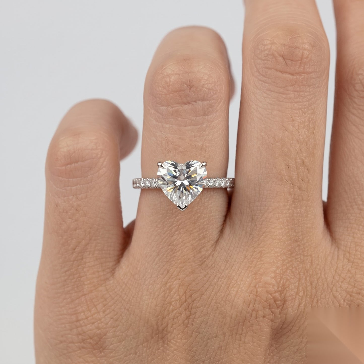 0.75 CT Heart Pave Moissanite Engagement Ring