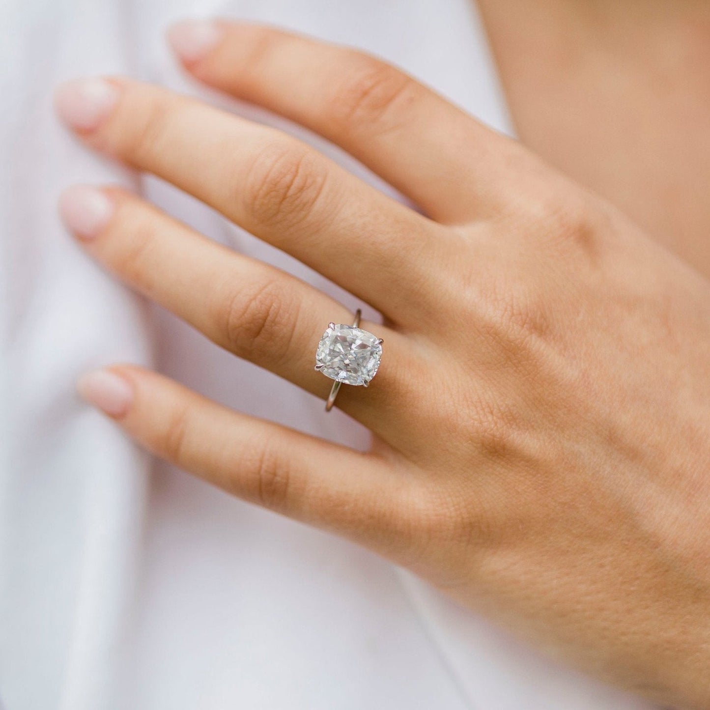 4.5 CT Cushion Solitaire Moissanite Engagement Ring