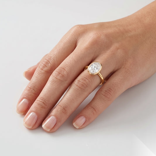 1.5 CT Oval Solitaire Moissanite Engagement Ring