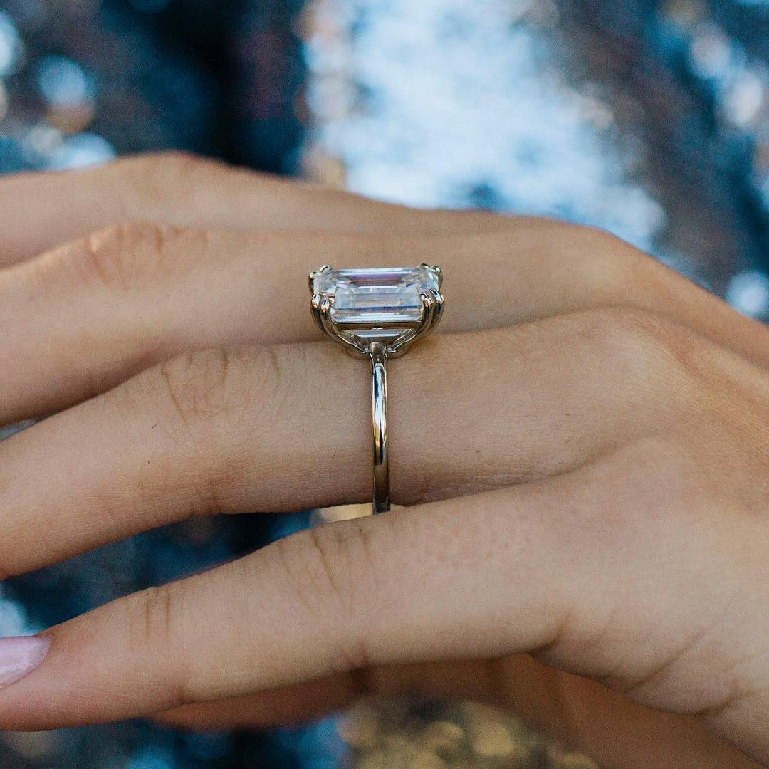 5.6 CT Emerald Solitaire Moissanite Engagement Ring