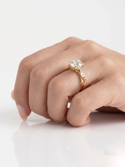 1 CT Round Dainty Pave Moissanite Engagement Ring