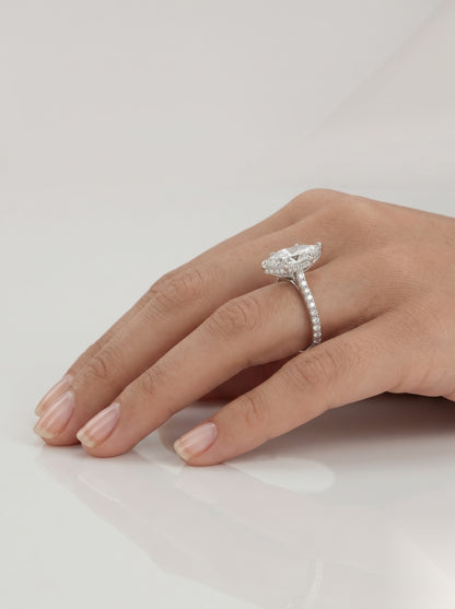 1 CT Marquise Pave Moissanite Engagement Ring