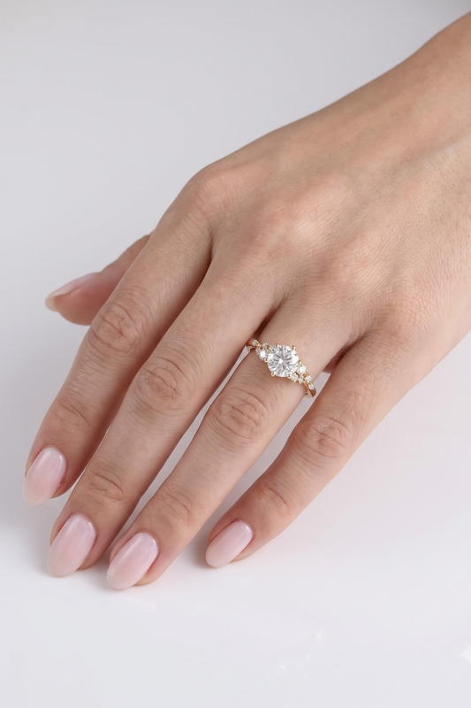 1 CT Round Cluster Moissanite Engagement Ring