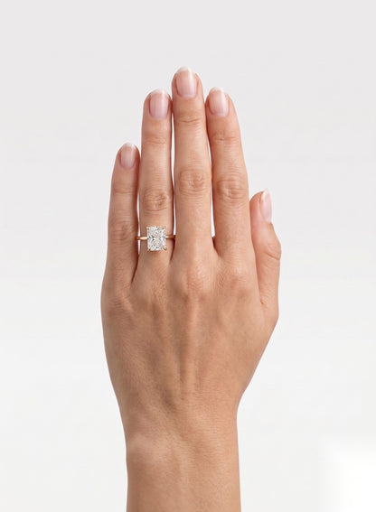 2 CT Radiant Hidden Halo Moissanite Engagement Ring