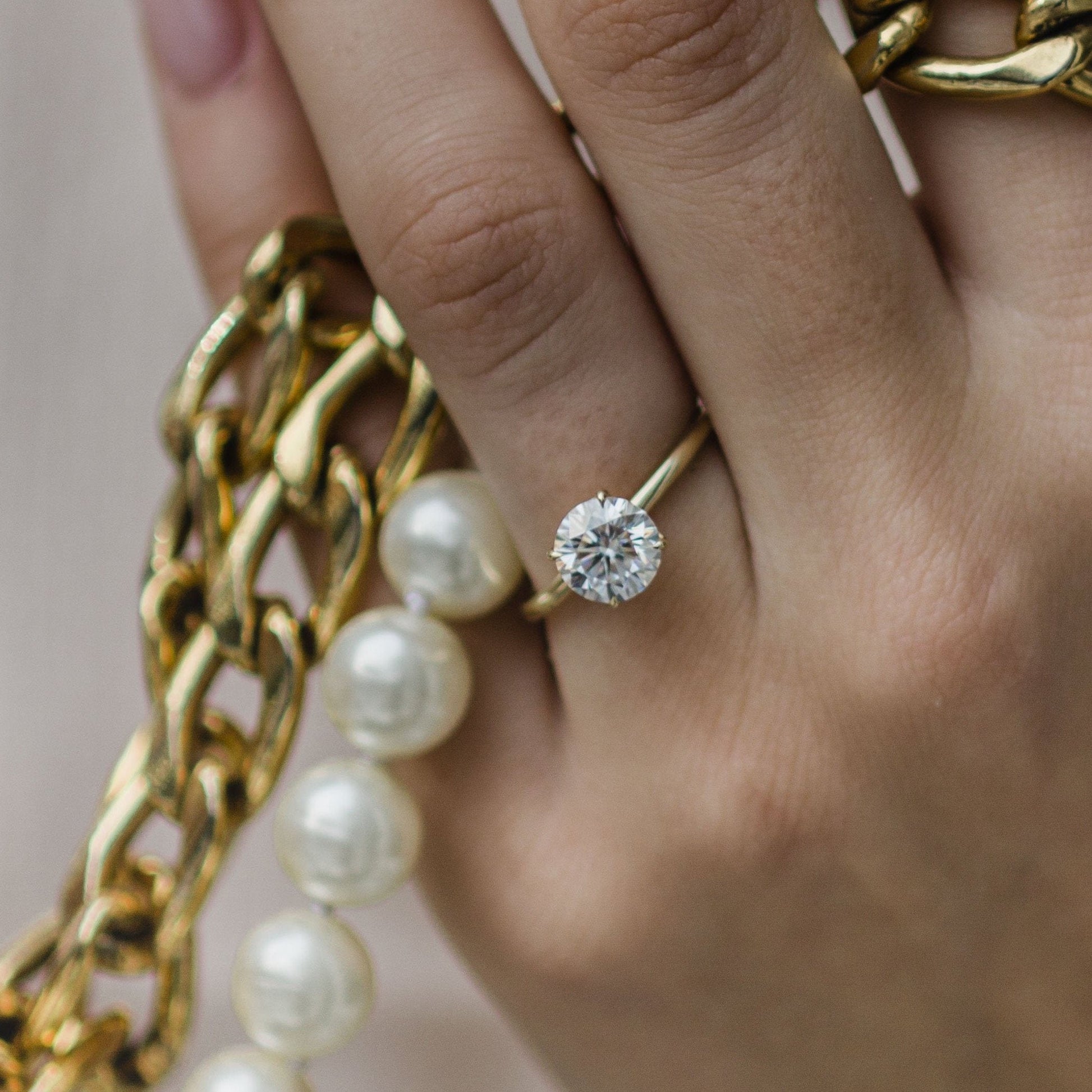 1.25 CT Round Solitaire Moissanite Engagement Ring