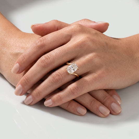 Elongated Cushion Solitaire Lab Grown Diamond Engagement Ring
