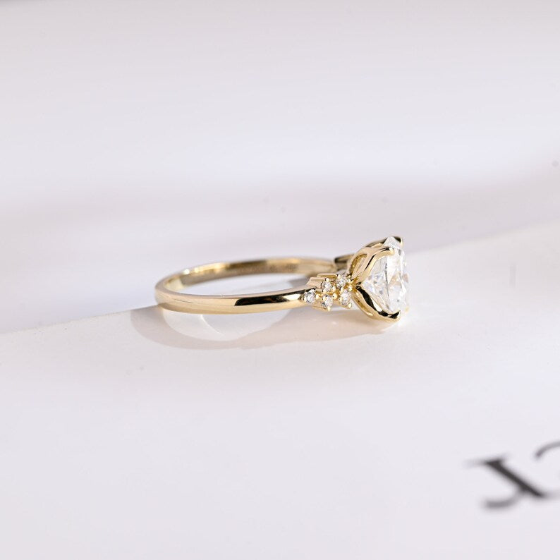 2.0 CT Oval Cluster Moissanite Engagement Ring