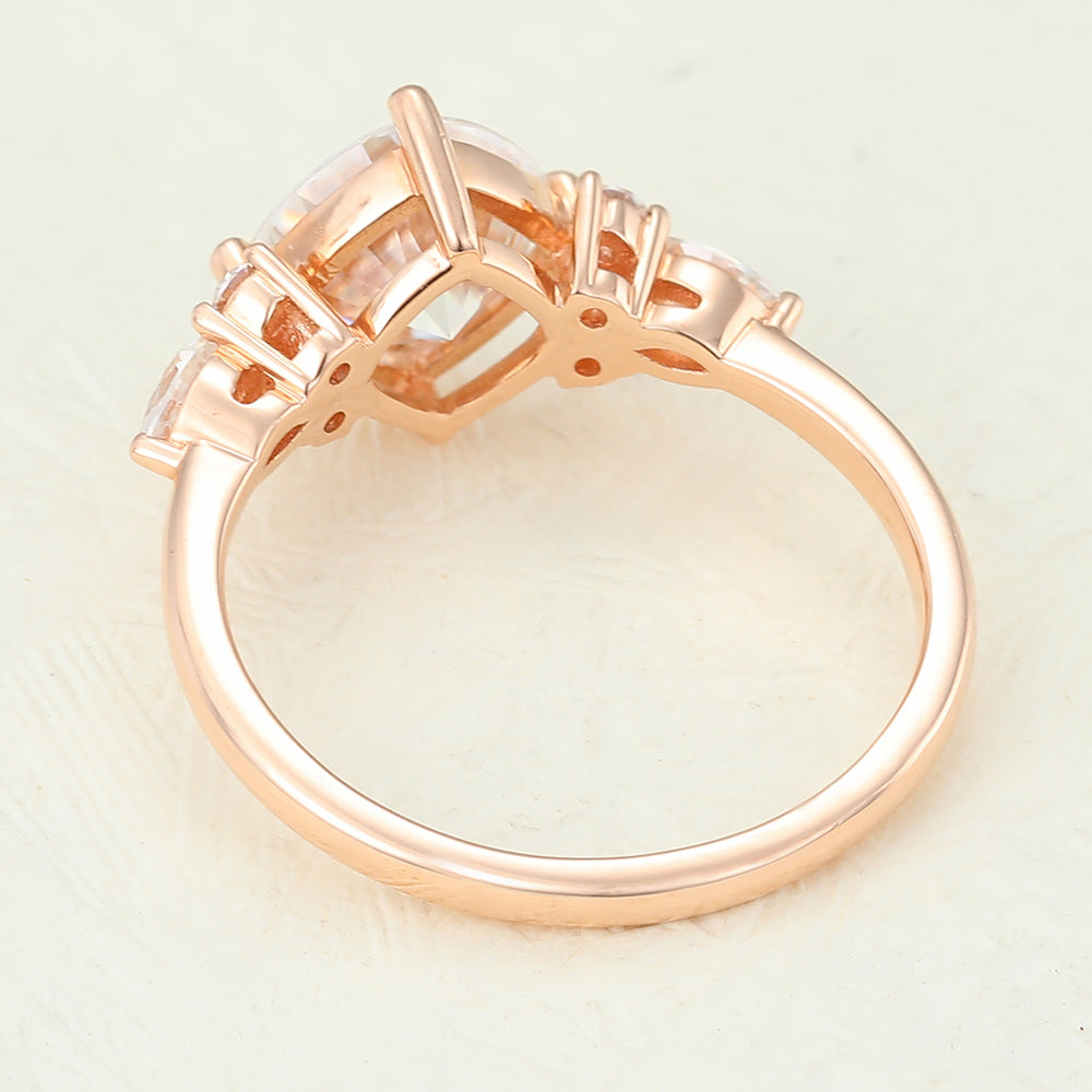 1.44 CT Cushion Cluster Moissanite Engagement Ring