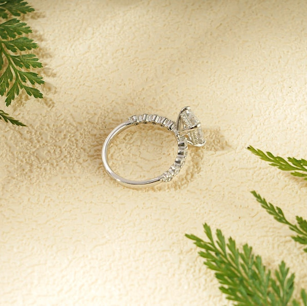 2.0 CT Emerald Pave Moissanite Engagement Ring