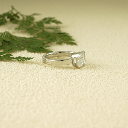 2.0 CT East West Emerald Bezel Moissanite Engagement Ring