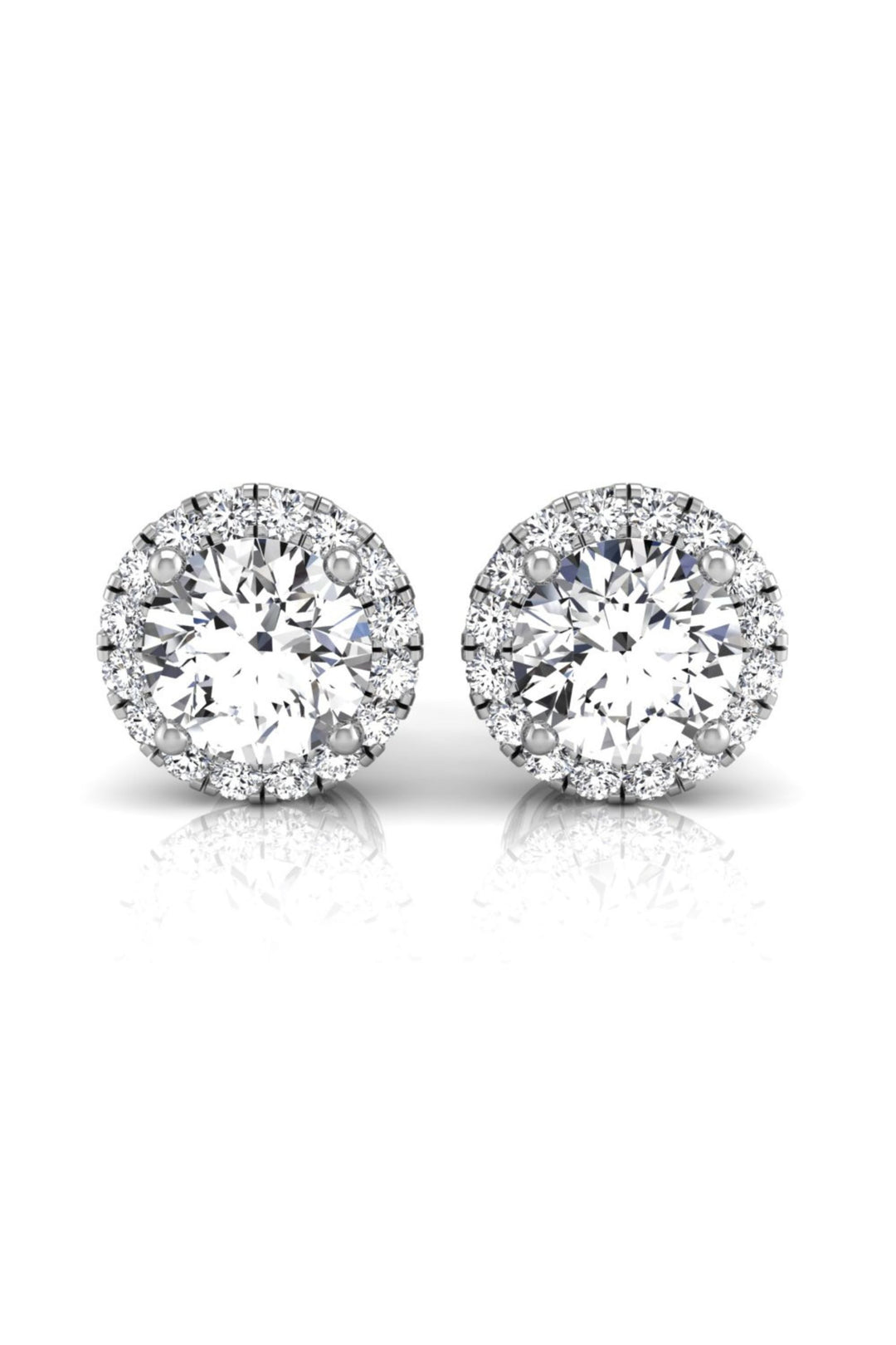 1.10 TCW Round Cut Halo Stud Moissanite Earrings