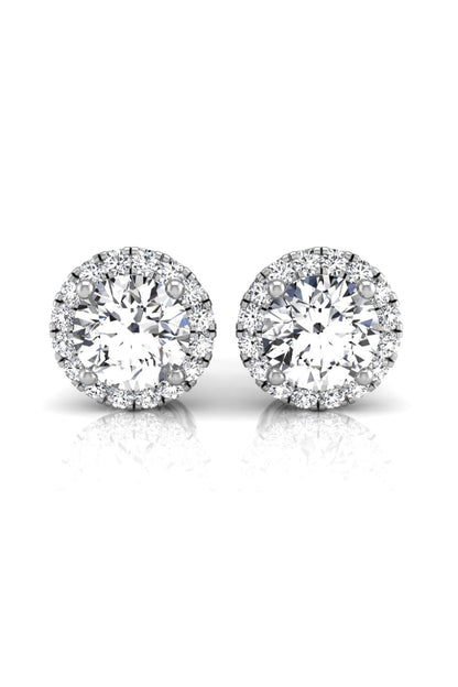 1.10 TCW Round Cut Halo Stud Moissanite Earrings