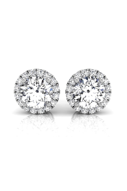 1.10 TCW Round Cut Halo Stud Moissanite Earrings