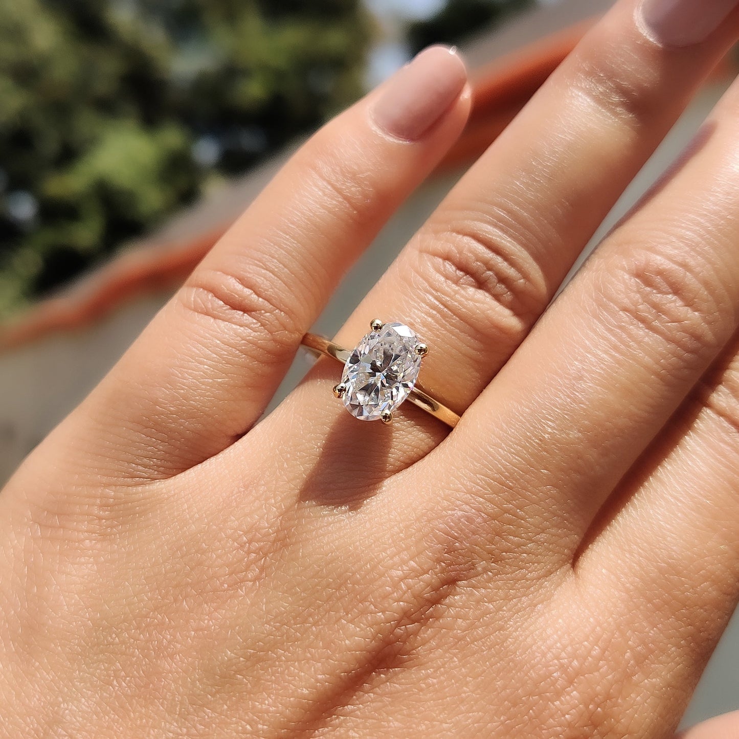 2.50 CT Oval Hidden Halo Moissanite Engagement Ring