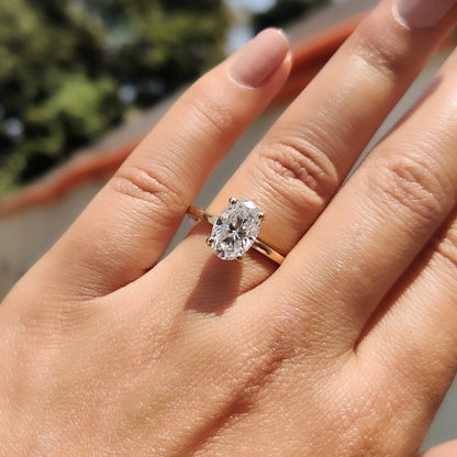 2.50 CT Oval Hidden Halo Moissanite Engagement Ring
