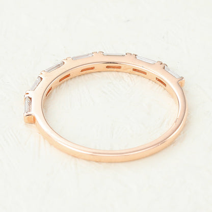 0.42 TCW Baguette Half Eternity Moissanite Wedding Band