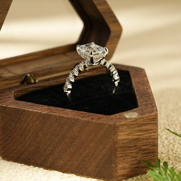 2.0 CT Emerald Pave Moissanite Engagement Ring