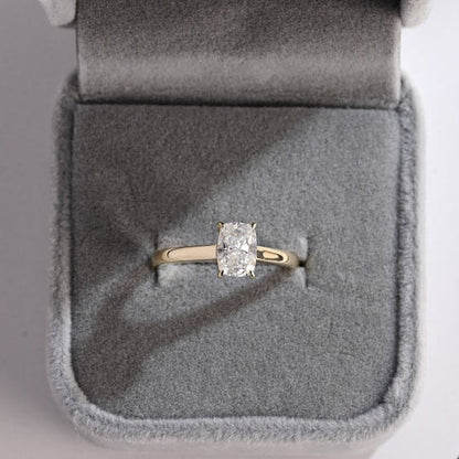 2.5 CT Elongated Cushion Hidden Halo Moissanite Engagement Ring