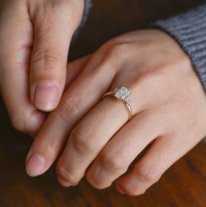 2.0 CT Emerald Cluster Moissanite Engagement Ring