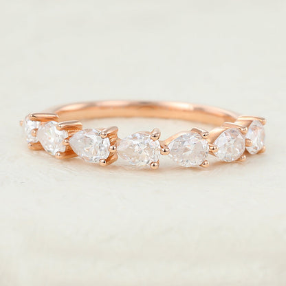 1.4 CT Pear Shaped Moissanite Half Eternity Wedding Band