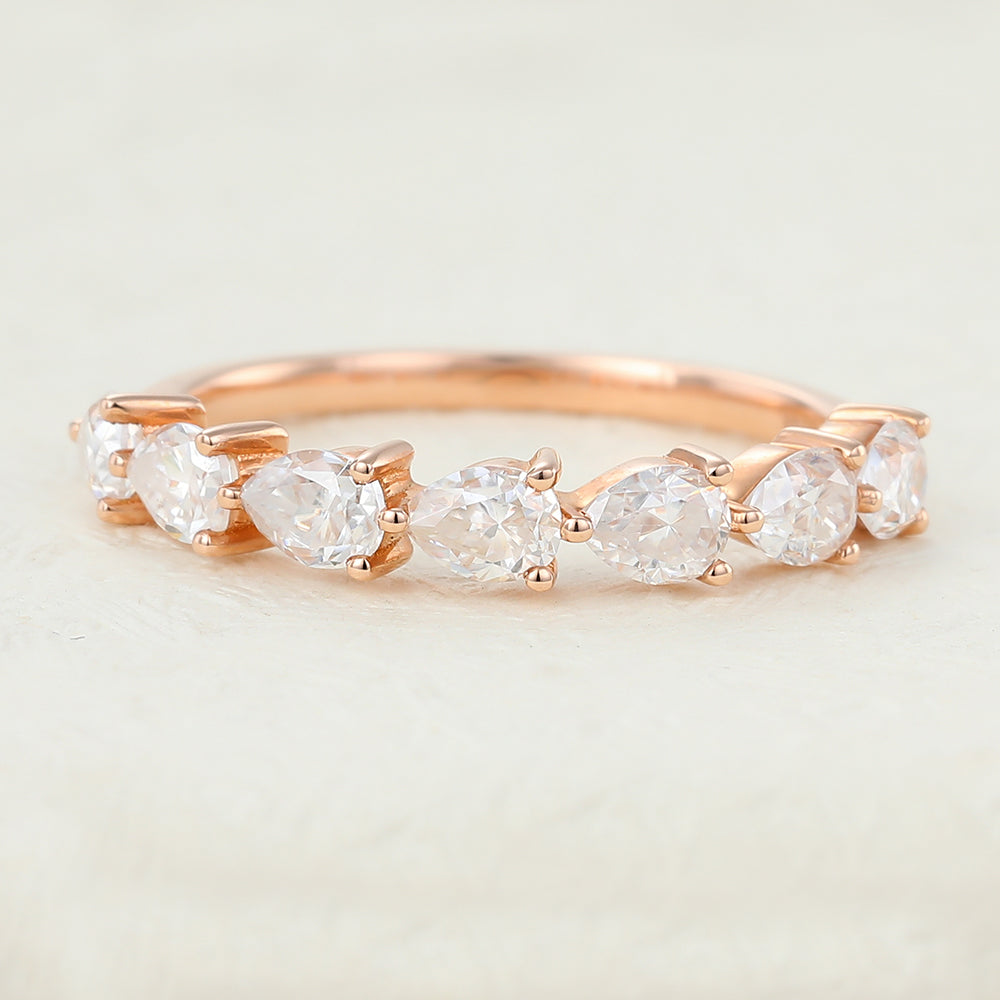 1.4 TCW Pear Half Eternity Moissanite Wedding Band