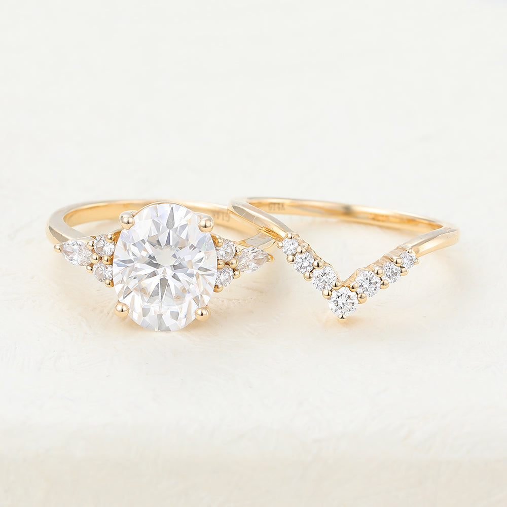 3 CT Oval Cluster Moissanite Bridal Set