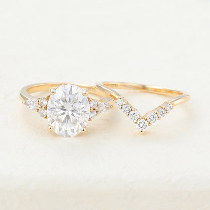 3 CT Oval Cluster Moissanite Bridal Set