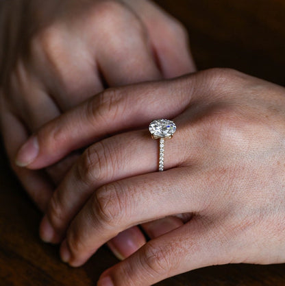 2.0 CT Oval Pave Moissanite Engagement Ring