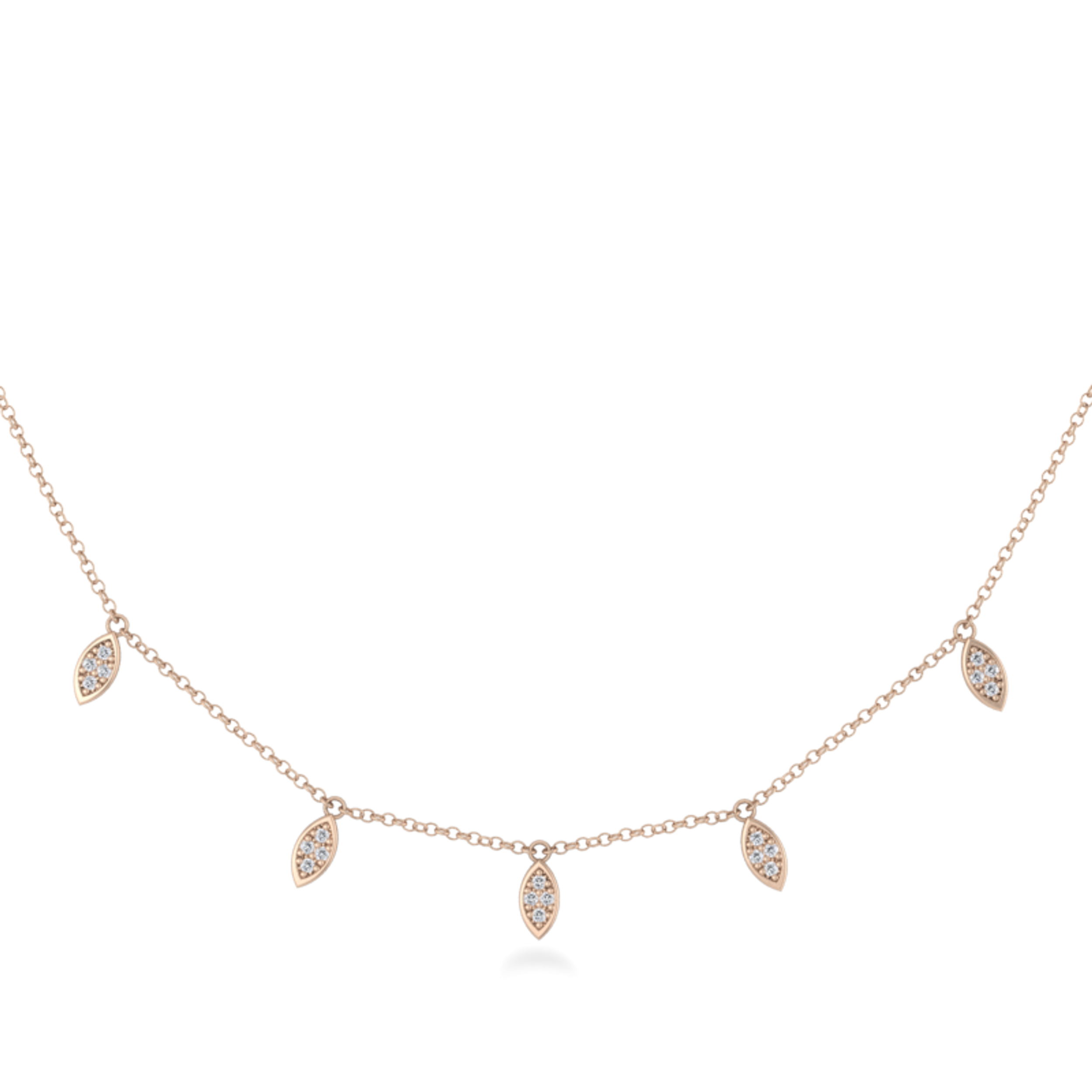 0.10 CT Round Shaped Moissanite Necklace In Multi Stone Design