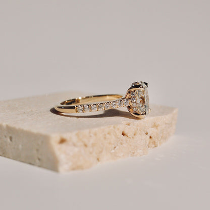 2.50 CT Oval Pave Moissanite Engagement Ring