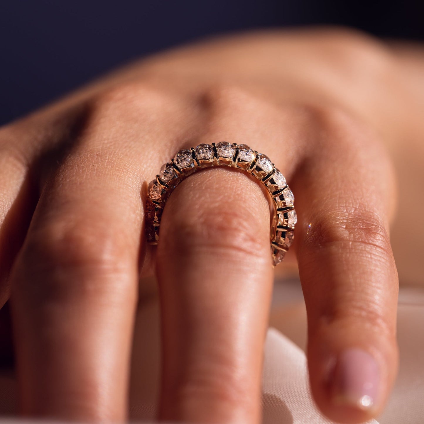 3.45 TCW Oval Half Eternity Moissanite Wedding Band