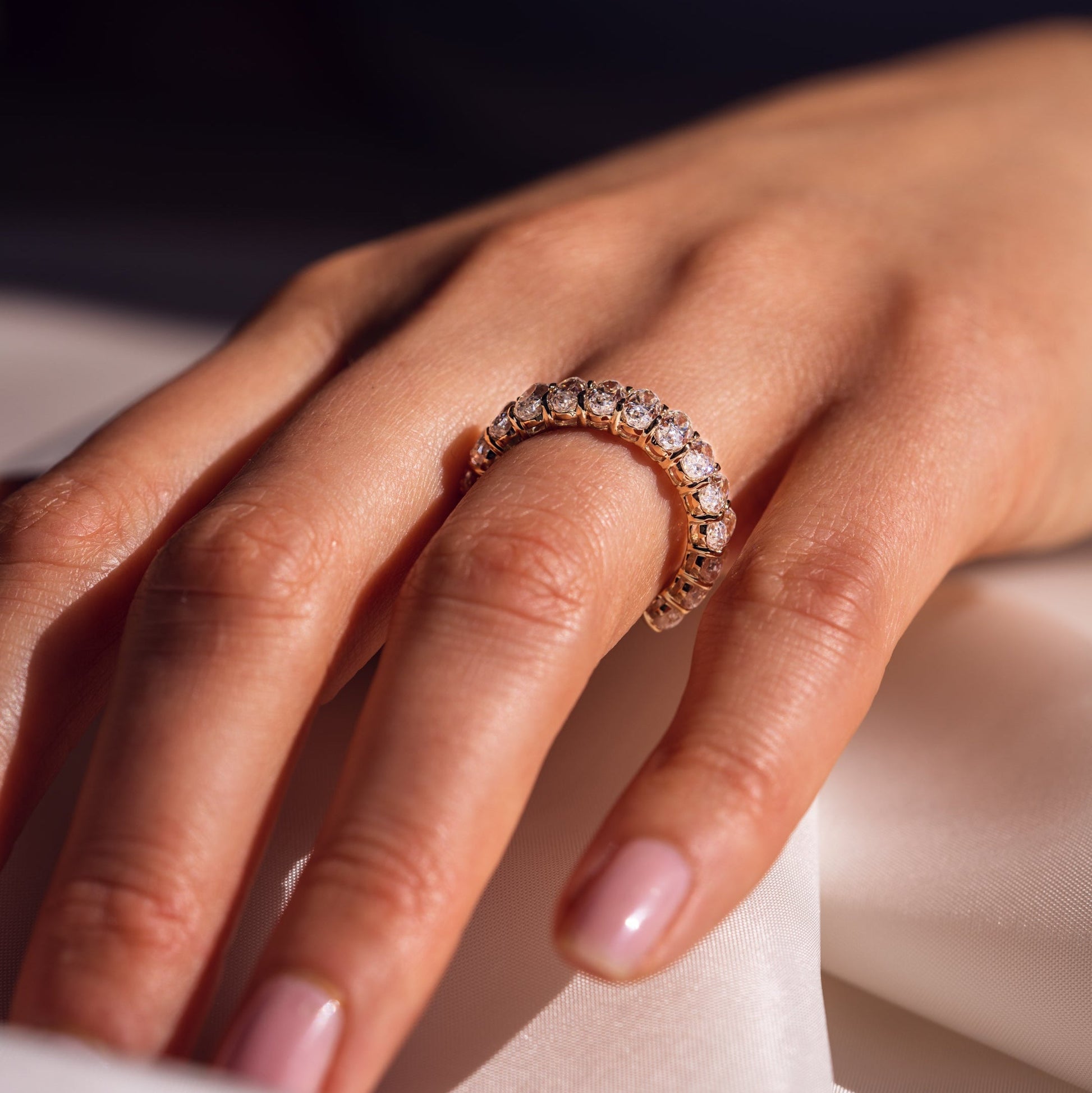 3.45 TCW Oval Half Eternity Moissanite Wedding Band