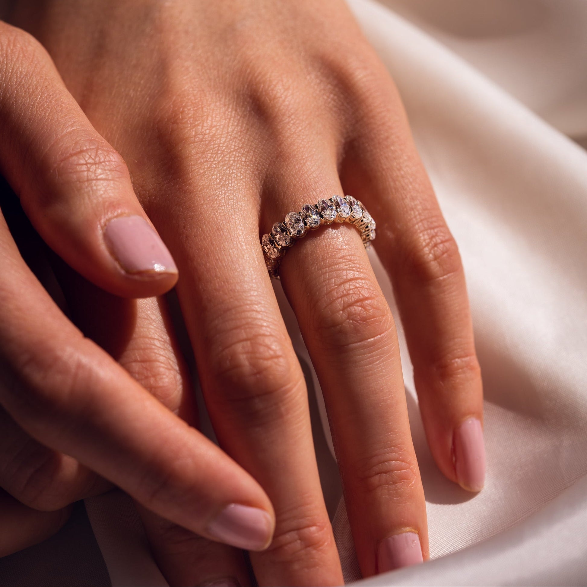 3.45 TCW Oval Half Eternity Moissanite Wedding Band
