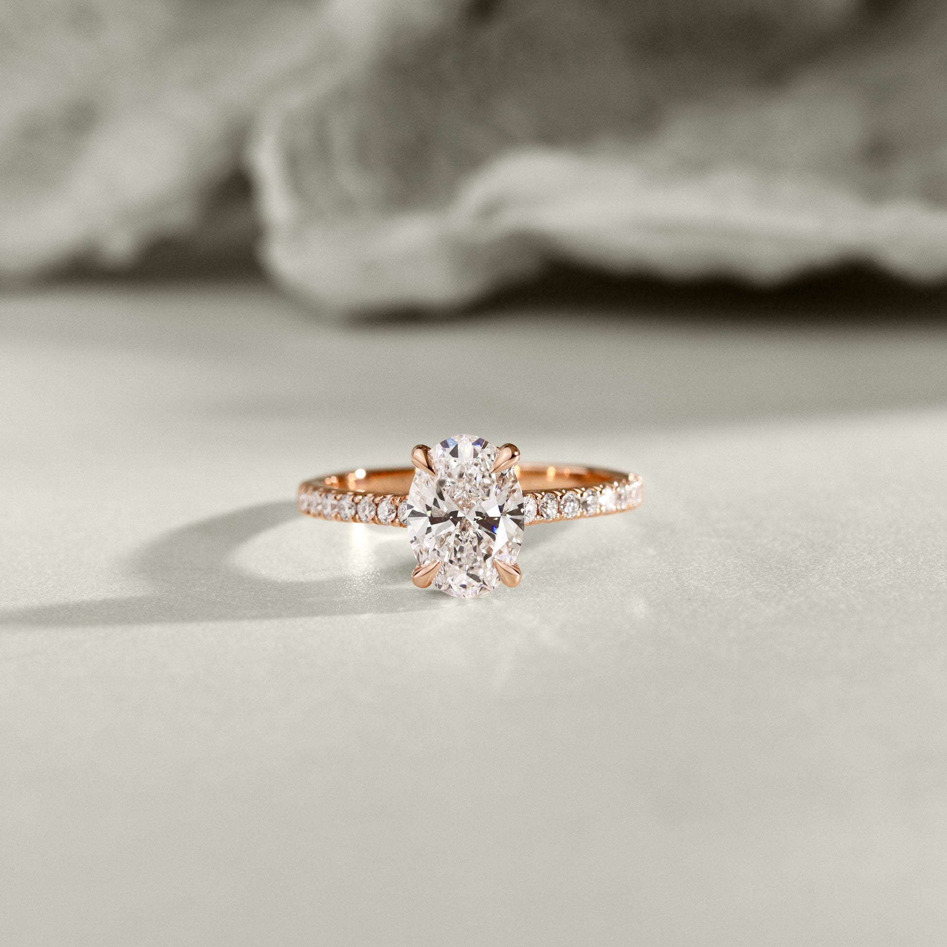 2.50 CT Oval Pave Moissanite Engagement Ring