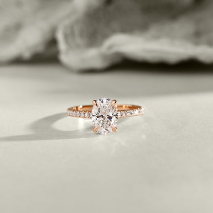 2.50 CT Oval Pave Moissanite Engagement Ring