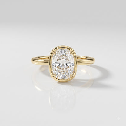 2 CT Elongated Cushion Solitaire Moissanite Engagement Ring