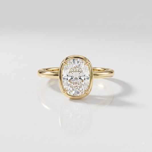 2 CT Elongated Cushion Solitaire Moissanite Engagement Ring