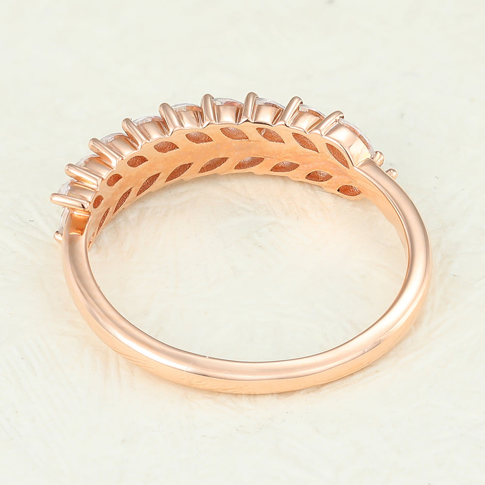 0.72 TCW Marquise Half Eternity Moissanite Wedding Band