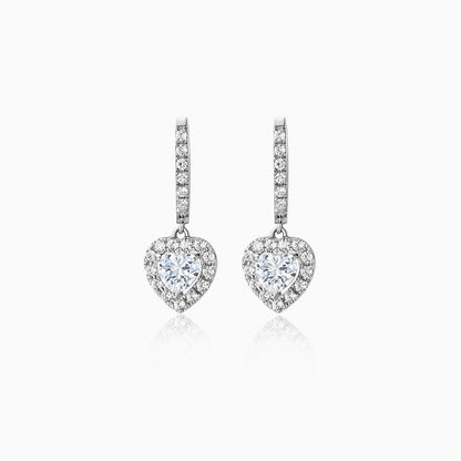 0.8 TCW Heart Cut Halo Hoop Moissanite Earrings
