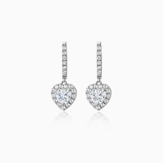 0.8 TCW Heart Cut Halo Hoop Moissanite Earrings